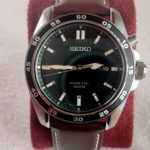 SEIKO KINETIC 100M esfera verde bosque sunburst