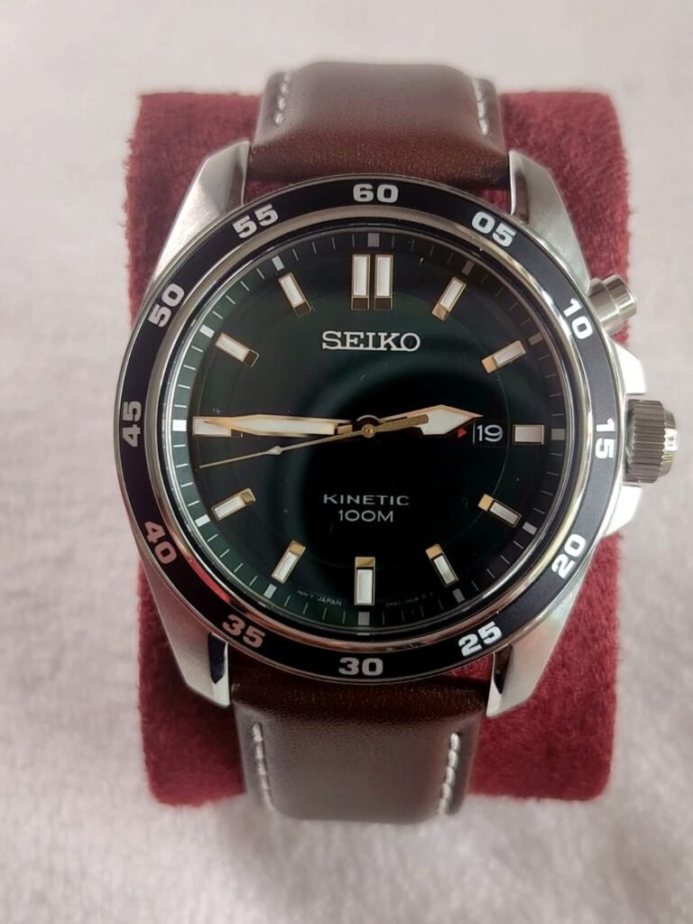 SEIKO KINETIC 100M esfera verde bosque sunburst